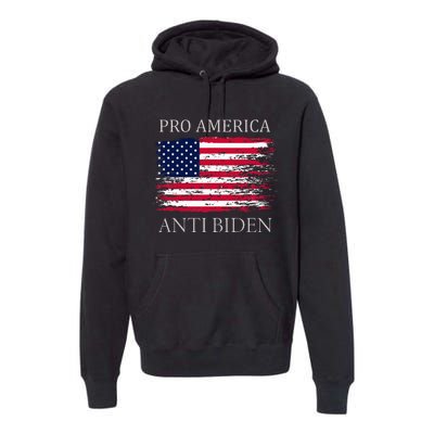 Pro America Anti Biden Flag Impeach Joe Biden Anti Biden Premium Hoodie