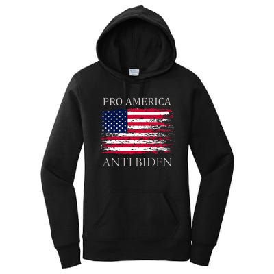 Pro America Anti Biden Flag Impeach Joe Biden Anti Biden Women's Pullover Hoodie