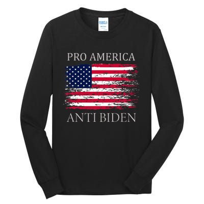 Pro America Anti Biden Flag Impeach Joe Biden Anti Biden Tall Long Sleeve T-Shirt