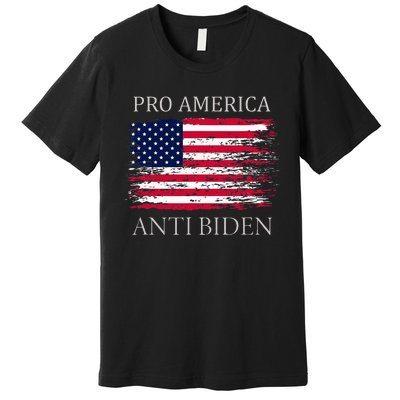 Pro America Anti Biden Flag Impeach Joe Biden Anti Biden Premium T-Shirt