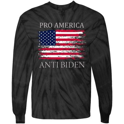 Pro America Anti Biden Flag Impeach Joe Biden Anti Biden Tie-Dye Long Sleeve Shirt