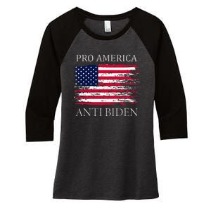 Pro America Anti Biden Flag Impeach Joe Biden Anti Biden Women's Tri-Blend 3/4-Sleeve Raglan Shirt