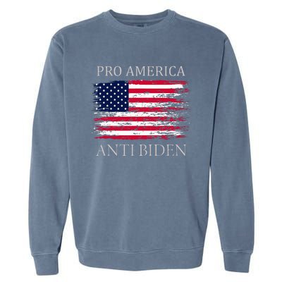 Pro America Anti Biden Flag Impeach Joe Biden Anti Biden Garment-Dyed Sweatshirt