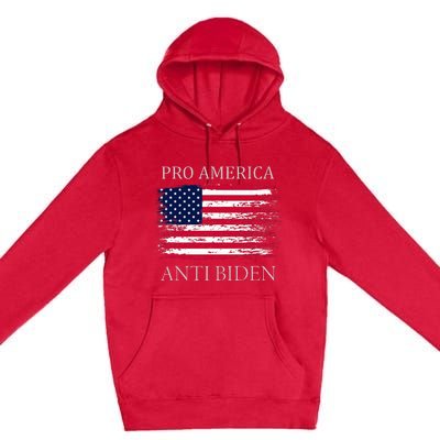 Pro America Anti Biden Flag Impeach Joe Biden Anti Biden Premium Pullover Hoodie