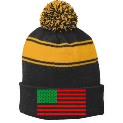 Pan African American Flag Stripe Pom Pom Beanie