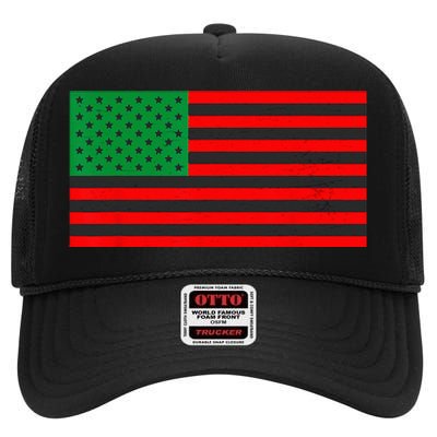 Pan African American Flag High Crown Mesh Back Trucker Hat