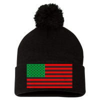 Pan African American Flag Pom Pom 12in Knit Beanie