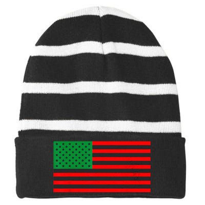 Pan African American Flag Striped Beanie with Solid Band