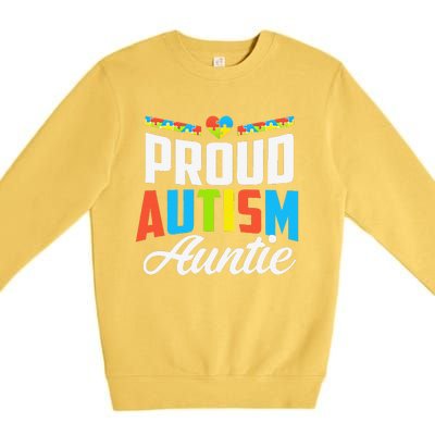 Proud Autism Auntie Awareness Support Premium Crewneck Sweatshirt