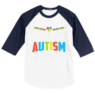 Proud Autism Auntie Awareness Support Baseball Sleeve Shirt