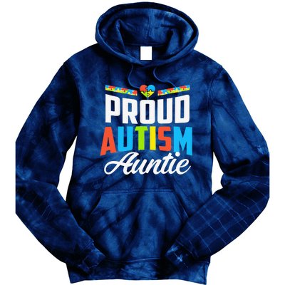 Proud Autism Auntie Awareness Support Tie Dye Hoodie