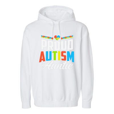 Proud Autism Auntie Awareness Support Garment-Dyed Fleece Hoodie