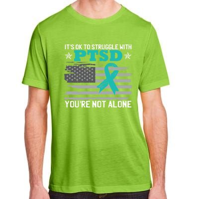 Ptsd Awareness American Flag Us Veteran Teal Ribbon Ptsd Gift Adult ChromaSoft Performance T-Shirt