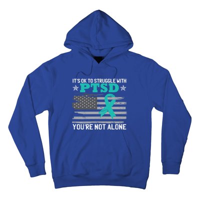 Ptsd Awareness American Flag Us Veteran Teal Ribbon Ptsd Gift Hoodie