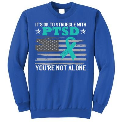 Ptsd Awareness American Flag Us Veteran Teal Ribbon Ptsd Gift Sweatshirt