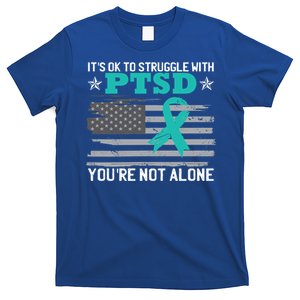 Ptsd Awareness American Flag Us Veteran Teal Ribbon Ptsd Gift T-Shirt