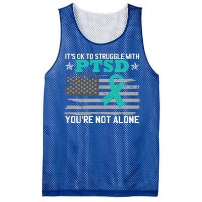 Ptsd Awareness American Flag Us Veteran Teal Ribbon Ptsd Gift Mesh Reversible Basketball Jersey Tank