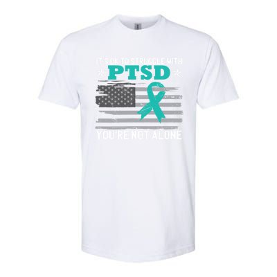 Ptsd Awareness American Flag Us Veteran Teal Ribbon Ptsd Gift Softstyle CVC T-Shirt