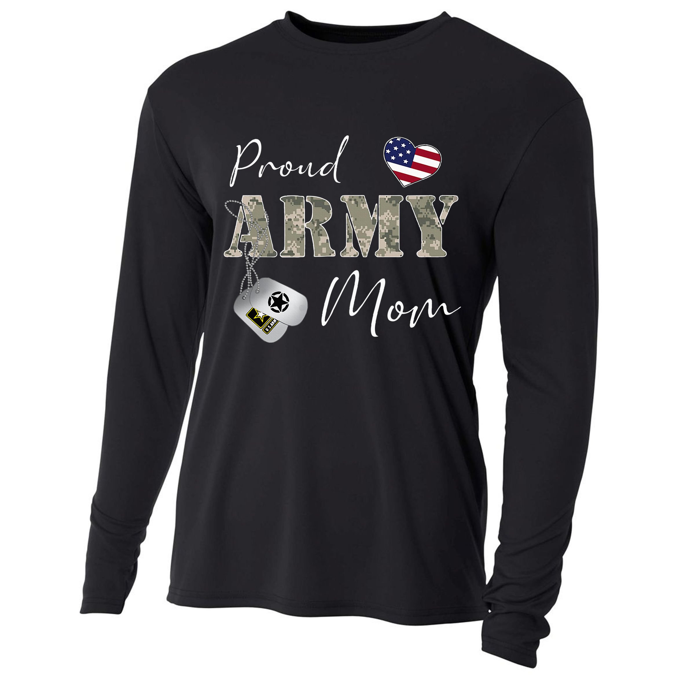 Proud American Army Mom Cooling Performance Long Sleeve Crew