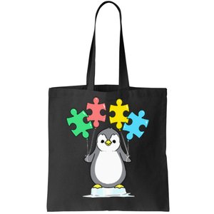 Penguin Autism Awareness funny support month Tote Bag