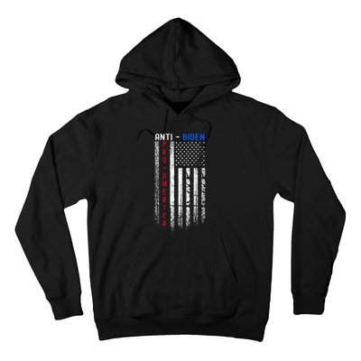 Pro America Anti Biden On Back. Usa Flag Grunge Hoodie