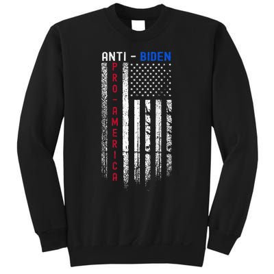 Pro America Anti Biden On Back. Usa Flag Grunge Sweatshirt