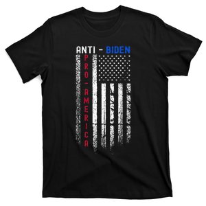 Pro America Anti Biden On Back. Usa Flag Grunge T-Shirt