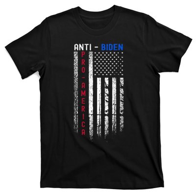 Pro America Anti Biden On Back. Usa Flag Grunge T-Shirt