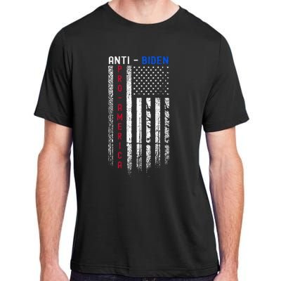 Pro America Anti Biden On Back. Usa Flag Grunge Adult ChromaSoft Performance T-Shirt