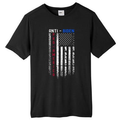 Pro America Anti Biden On Back. Usa Flag Grunge Tall Fusion ChromaSoft Performance T-Shirt