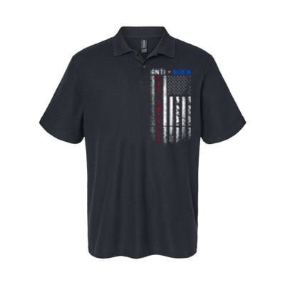 Pro America Anti Biden On Back. Usa Flag Grunge Softstyle Adult Sport Polo