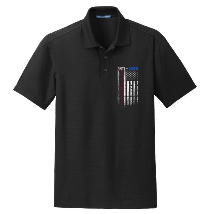 Pro America Anti Biden On Back. Usa Flag Grunge Dry Zone Grid Polo