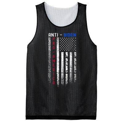 Pro America Anti Biden On Back. Usa Flag Grunge Mesh Reversible Basketball Jersey Tank