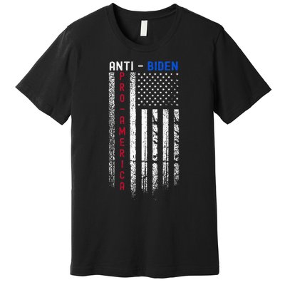 Pro America Anti Biden On Back. Usa Flag Grunge Premium T-Shirt