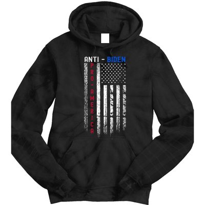 Pro America Anti Biden On Back. Usa Flag Grunge Tie Dye Hoodie