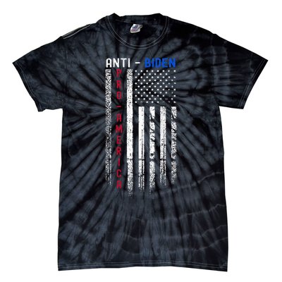 Pro America Anti Biden On Back. Usa Flag Grunge Tie-Dye T-Shirt