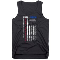 Pro America Anti Biden On Back. Usa Flag Grunge Tank Top