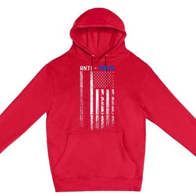 Pro America Anti Biden On Back. Usa Flag Grunge Premium Pullover Hoodie