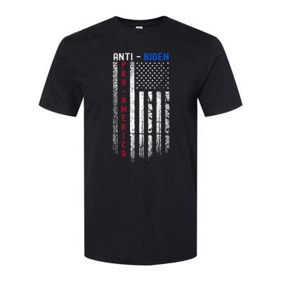 Pro America Anti Biden On Back. Usa Flag Grunge Softstyle CVC T-Shirt