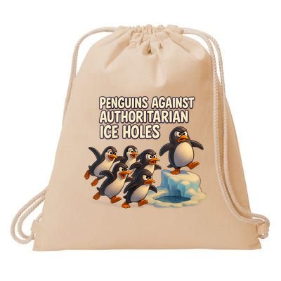 Penguins Against Authoritarian Ice Holes Sarcastic V-Neck  Drawstring Bag
