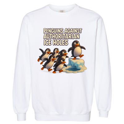 Penguins Against Authoritarian Ice Holes Sarcastic V-Neck  Garment-Dyed Sweatshirt