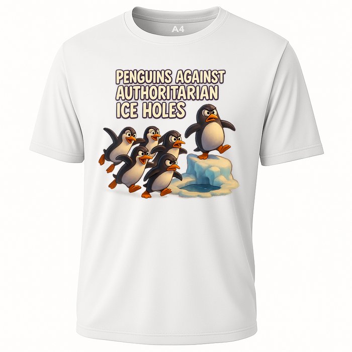 Penguins Against Authoritarian Ice Holes Sarcastic V-Neck  Cooling Performance Crew T-Shirt