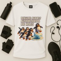 Penguins Against Authoritarian Ice Holes Sarcastic V-Neck  Cooling Performance Crew T-Shirt