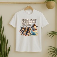 Penguins Against Authoritarian Ice Holes Sarcastic V-Neck  T-Shirt