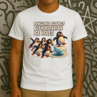 Penguins Against Authoritarian Ice Holes Sarcastic V-Neck  T-Shirt