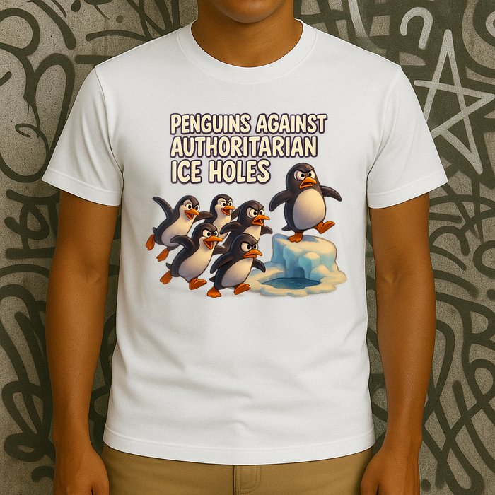 Penguins Against Authoritarian Ice Holes Sarcastic V-Neck  T-Shirt