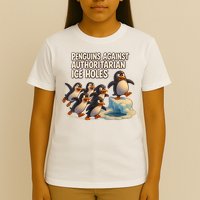 Penguins Against Authoritarian Ice Holes Sarcastic V-Neck  T-Shirt