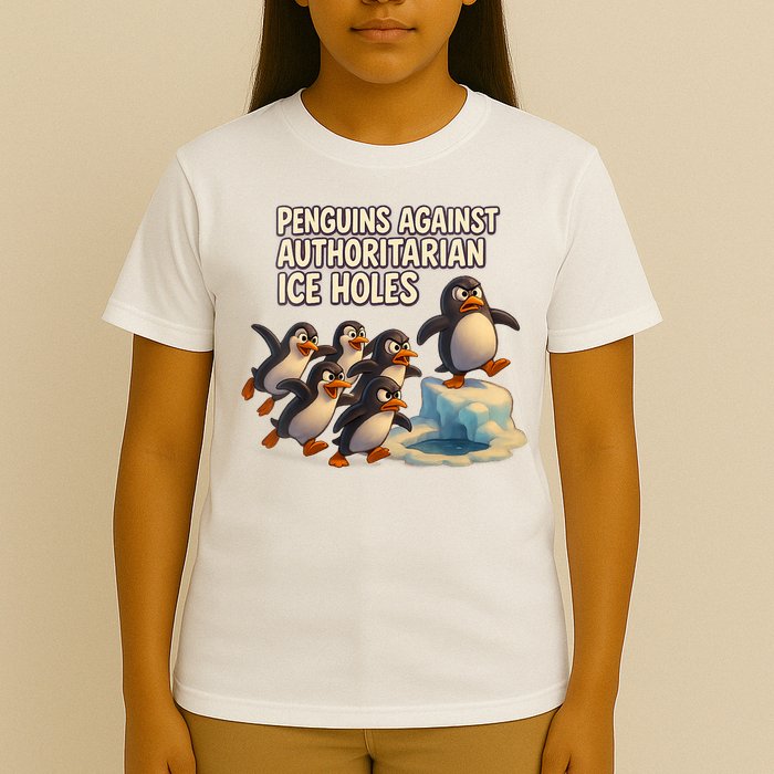 Penguins Against Authoritarian Ice Holes Sarcastic V-Neck  T-Shirt