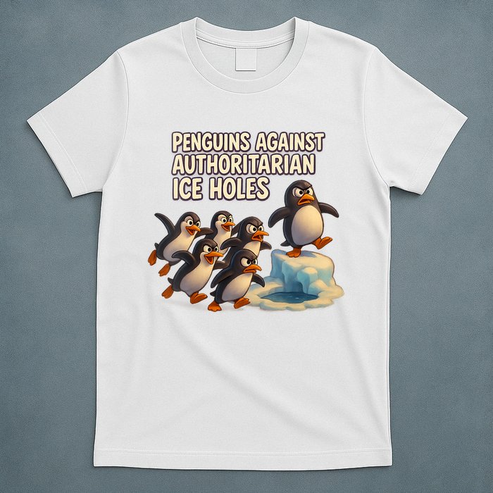 Penguins Against Authoritarian Ice Holes Sarcastic V-Neck  T-Shirt