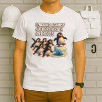 Penguins Against Authoritarian Ice Holes Sarcastic V-Neck  T-Shirt